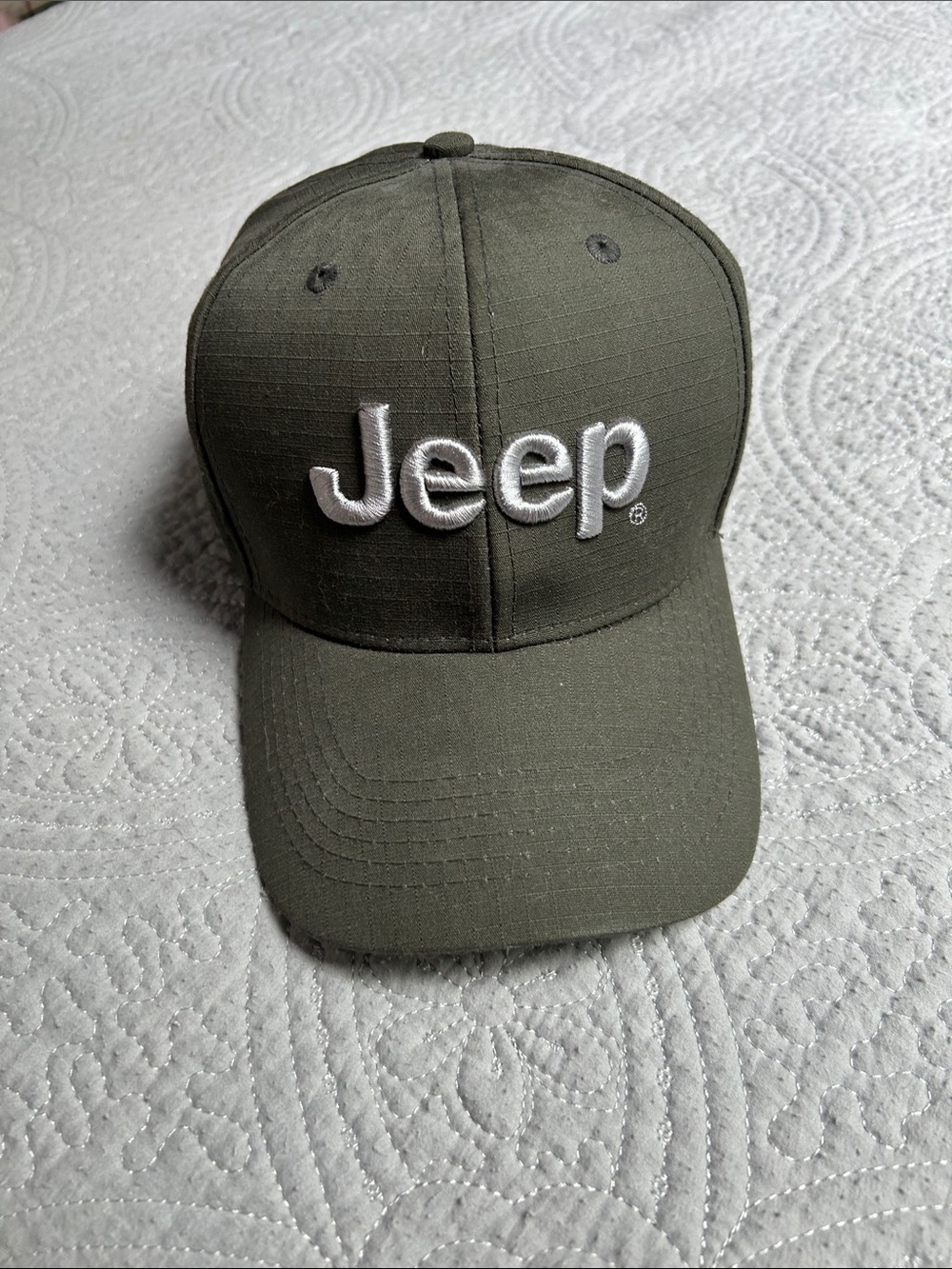 Jeep Olive Baseball Cap with White Embroidered Logo